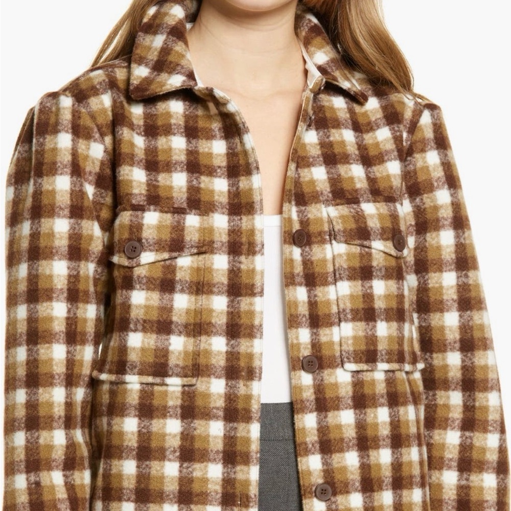Treasure & Bond Tan Plaid Shirt Jacket